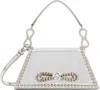 Mach&mach Silver Double Bow Mirror Leather Samantha Bag In Silver