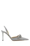 Mach&mach Fabric Pumps With Embellished Detail And Glitter Finish In Silver