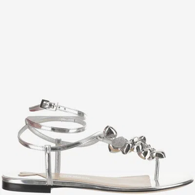 MACH&MACH SILVER LEATHER SANDALS