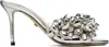 Mach&mach Silver Puffy Heart Mirror Leather Mules In Silver