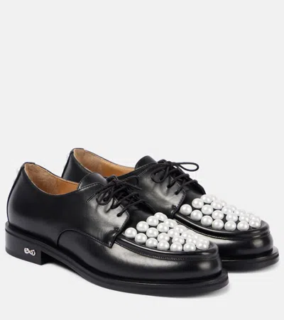 Mach&mach Mach & Mach Moccasin Flat Shoes With Pearl Embellishment In Multicolor