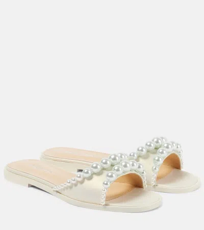 Mach & Mach Sirene Faux-pearl Leather Slides In White