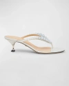 MACH & MACH SIRENE PEARLY LEATHER THONG SANDALS
