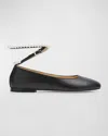 Mach&mach Sirene Pearly-wrap Leather Ballerina Flats In Black