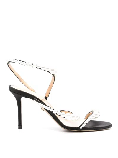 MACH&MACH SIRENE SATIN ROUND TOE PEARL SANDALS