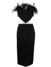 Mach&mach Ostrich Feather Midi Dress In Black
