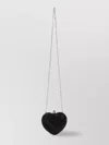 Mach&mach Small Heart Clutch Rhinestone Chain In Black