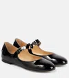 Mach&mach Special Heart Patent Leather Ballet Flats In Black
