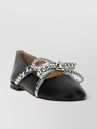 Mach&mach 'studded Crystals' Ballerina Flats In Black