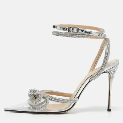 Pre-owned Mach&mach Transparent Pvc Double Bow Crystal Embellished Pumps Size 38.5