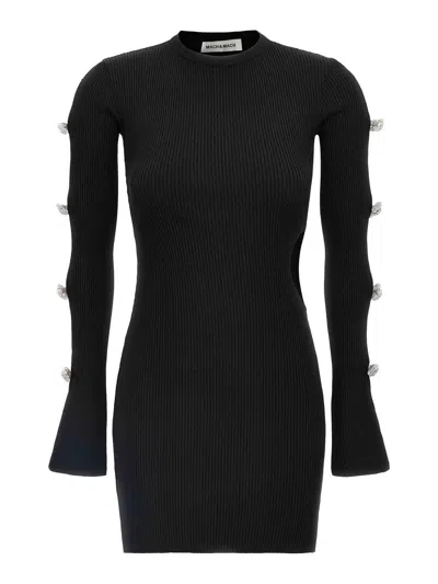 Mach&mach Cut-out Crystal Bow Dress In Black