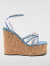 Mach&mach Double Heart Cork Wedge Sandals 120mm In Blue