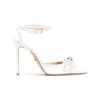 Mach&mach White Double Bow Pearl Silk Pumps