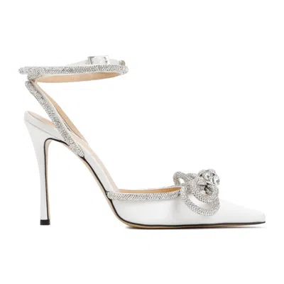 MACH & MACH WHITE SILK DOUBLE BOW HIGH HEELS