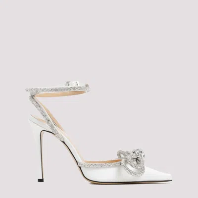 MACH&MACH WHITE SILK DOUBLE BOW HEELS