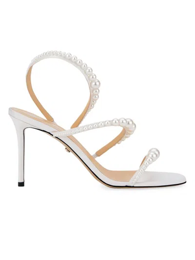 Mach & Mach Women's 95mm Imitation-pearl Strappy Sandals In White
