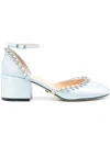 Mach&mach 55mm Audrey Satin Heels In Clear Blue