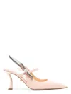 Mach&mach Mach & Mach Crystal Cuba Nude Patent Leather Slingback 85mm Shoes In Nude & Neutrals