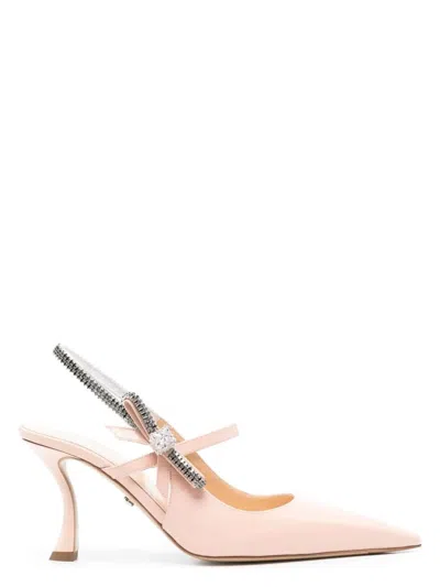 MACH&MACH WOMEN'S CRYSTAL CUBA NUDE PATENT LEATHER SLINGBACK 85MM SANDAL