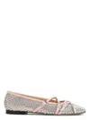 Mach&mach Ballet Flats With Crystal Embellishment And Adjustable Loops In Nude & Neutrals