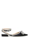 Mach&mach Satin Slingback Ballet Flats With Double Bows In Black