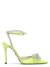 Mach&mach Double Bow Crystal Pumps In Yellow
