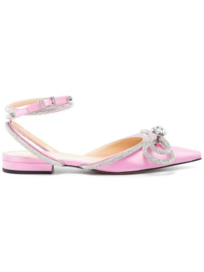 MACH&MACH WOMEN'S DOUBLE BOW SATIN SLINGBACK BALLET FLATS