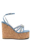Mach&mach Double Heart Cork Wedge Sandals 120mm In Blue