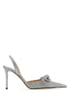 Mach&mach Fabric Pumps With Embellished Detail And Glitter Finish In Silver