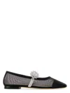 Mach&mach Black Lotus Flower Mesh Ballerina Flats