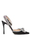 Mach&mach 65 Double-bow Crystal-embellished Satin Pumps In Black