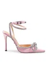 Mach&mach Double Satin Decollete With Rhinestone Bow In Rosado