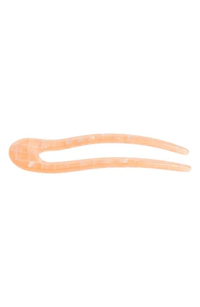 Machete French Hair Pin In Apricot Shell Checker