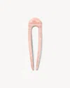 Machete French Hair Pin In Apricot Shell Checker In Pink