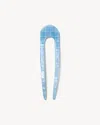 Machete French Hair Pin In Blue Shell Checker In Multi