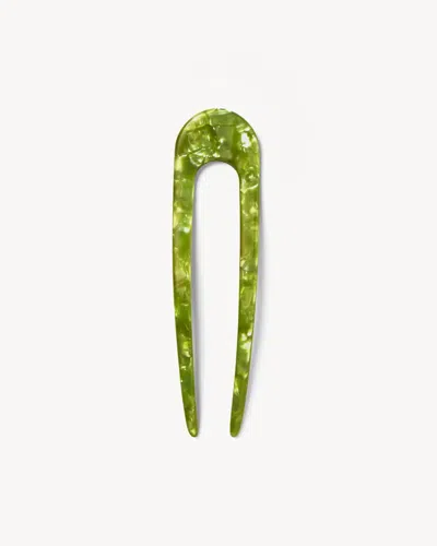 Machete French Hair Pin In Pistachio In White