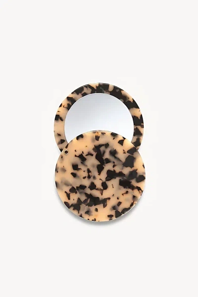 Machete Italian Acetate Circle Compact Mirror In Blonde Tortoise At Urban Outfitters In Brown