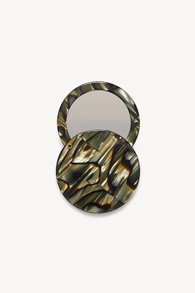 Machete Italian Acetate Circle Compact Mirror In Midnight Horn At Urban Outfitters In Blue