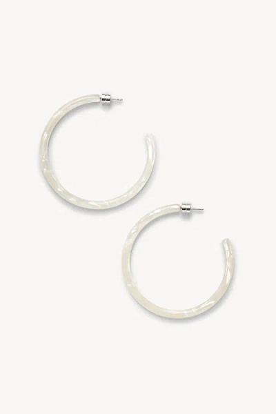 Machete Italian Acetate Large Hoop Earrings In White Shell, Women's At Urban Outfitters
