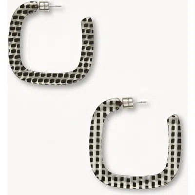Machete Midi Square Hoops In Black + Clear