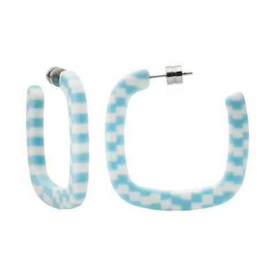 Machete Midi Square Hoops In Blue Checker