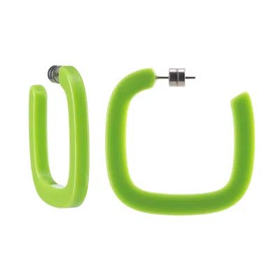 Machete Midi Square Hoops In Neon Green