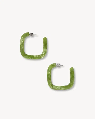 Machete Midi Square Hoops In Pistachio In White