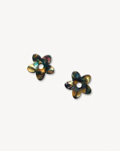 Machete Petite Flower Charms In Green Tortoise