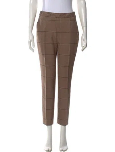 Pre-owned Machka Plaid Print Straight Leg Pants In Brown
