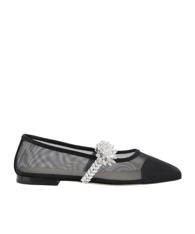 Machmach Bow Strap Ballet Shoes In Black