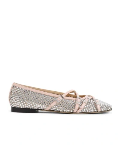 Machmach Crystal Belt Ballet Flats In Nude