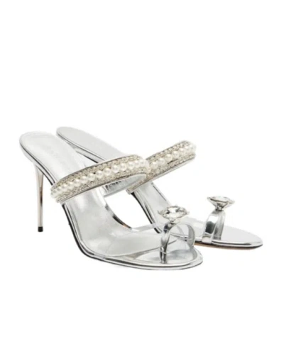 Machmach Diamond Of Elizabeth 95 Leather Mules In Metallic