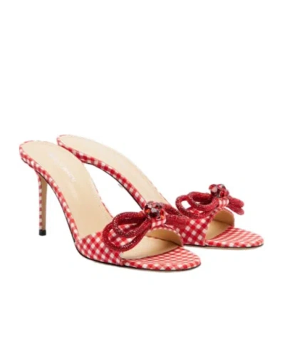 Machmach Double Bow 85 Gingham Mules In Red