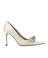 Machmach Mach  Mach Double Bow Pointed Toe Pumps In White